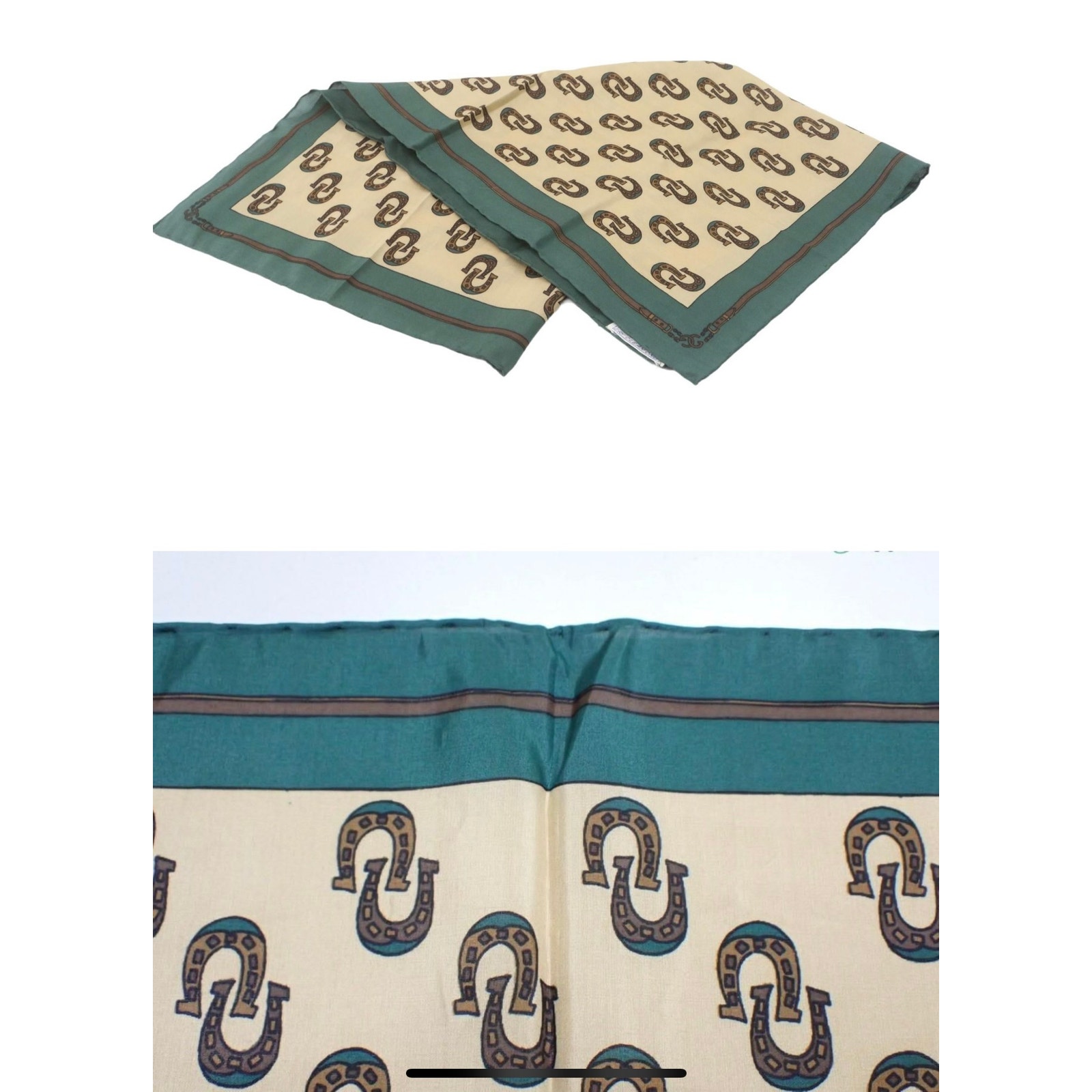 Gucci Green Silk Scarf Certified Authentic